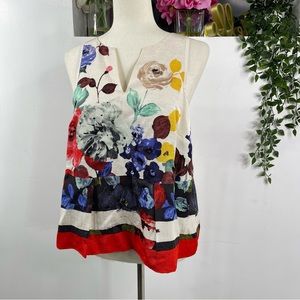 HD In Paris Anthropologie Sleeveless Floral Top Viscose 10